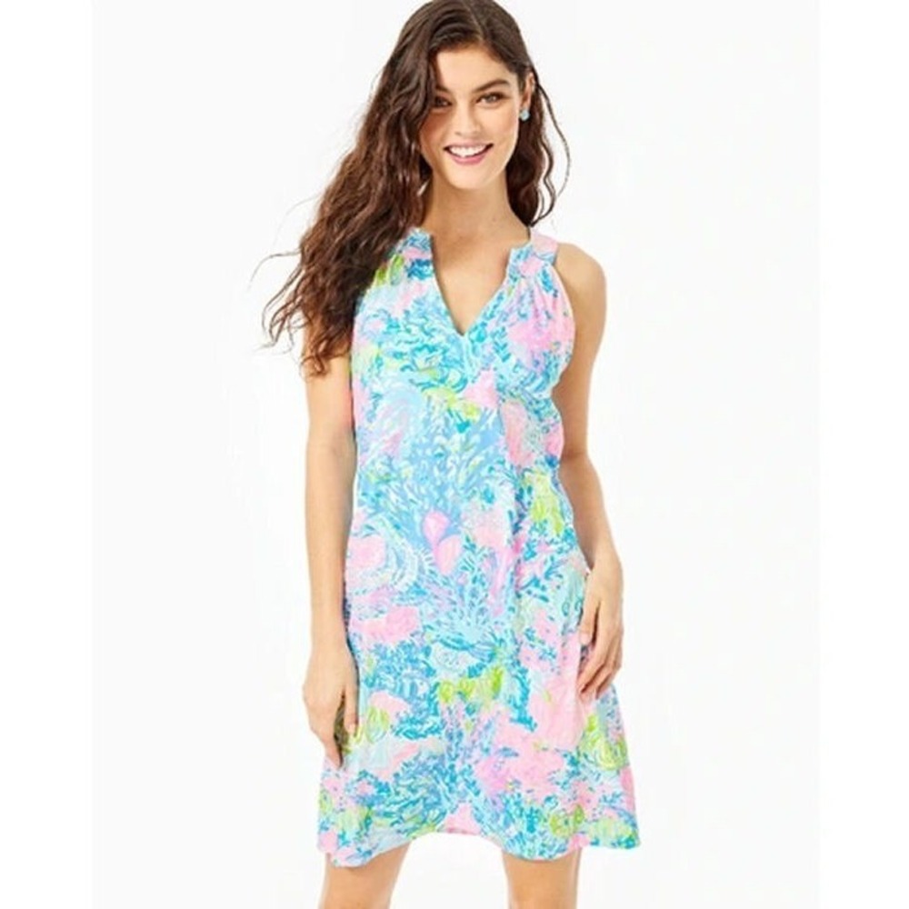 Lilly Pulitzer Women's Sleeveless Ross Shift Dress - Fished My Wish - Size M